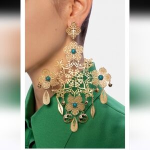Gucci Floral Motif Drop Statement Earrings